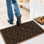 Rubber Door Mat Geometric Textured ( 45x75 cm Brown )
