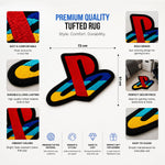 Premium Tufted Wool Rug PS Graphic Pattern Unique Design Room Mat for Living Room and Bedroom Home Decor 62x74 cm