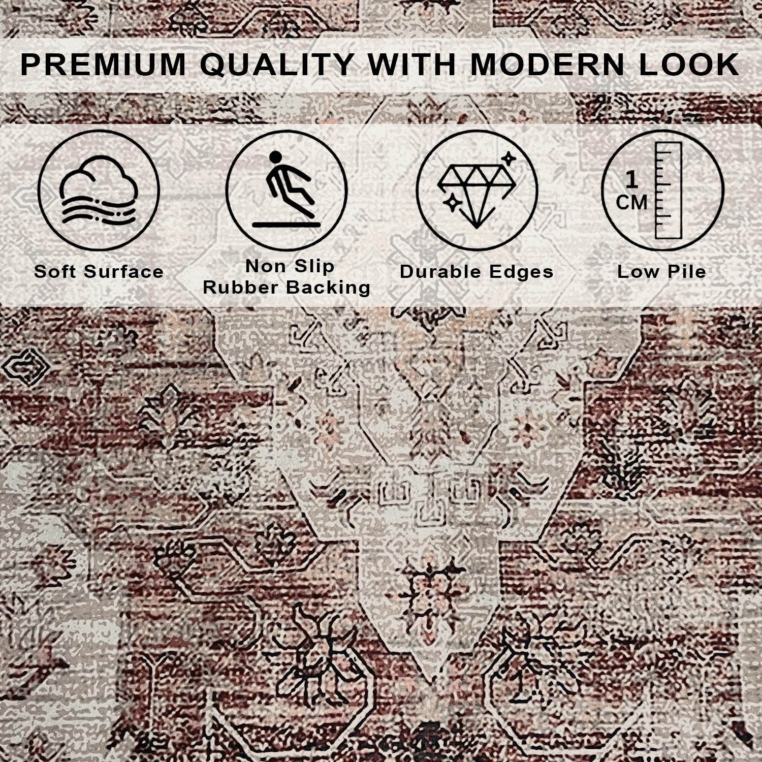 Riyasat Printed Carpet For Home And Office ( 3x5 ft, Dusty Rose )