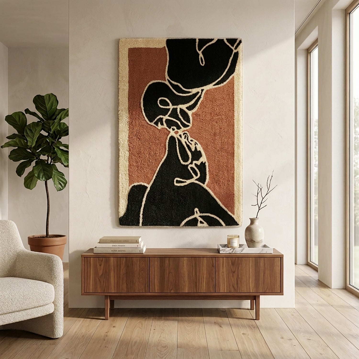 Man Tufted Wool Room And Wall Rug High Warmth Character Print Carpet For Living Room And Bedroom 105 x 61 cm