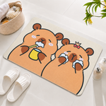 Rubber Bath Mat Anti Slip Quick Drying Soft Bear Self Care ( Beige, 40x60 cm )