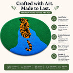 Premium Wool Tufted Tiger Pattern Rug Unique Design Mat For Room And Wall Decor Home Living Space 61x61 cm