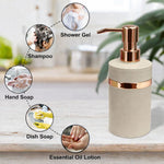 Rosegold & Ivory Plastic Soap Dispenser For Bathroom And Kitchen Sink ( 16x8 cm Rosegold & Ivory )