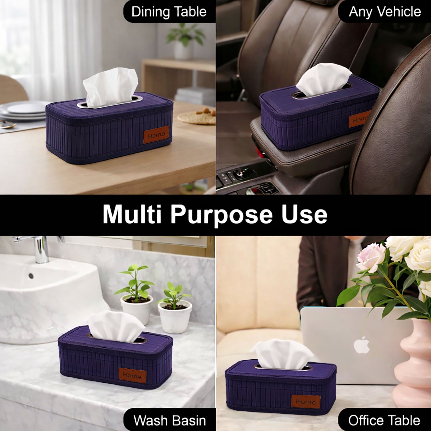 Bamboo Napkin Box Tissue Holder ( Blue, 24x14x9 cm )