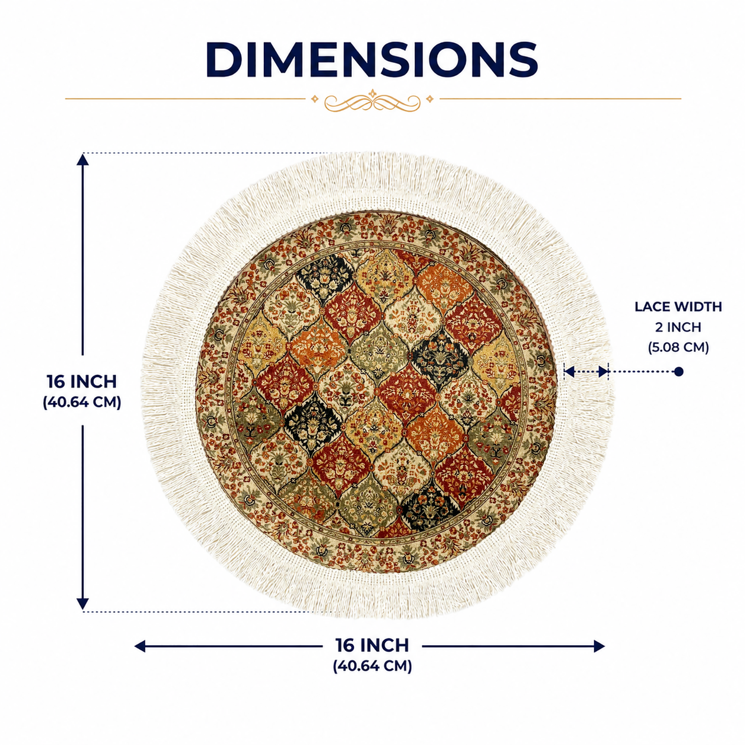 Persian Patchwork Dining Table Mats ( 36x36cm, Multicolor, Set Of 2 )