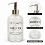 Kitchen Dispenser Print Glass Soap Dispenser For Bathroom And Kitchen Sink Leak ( 19.5x7.5 cm White )
