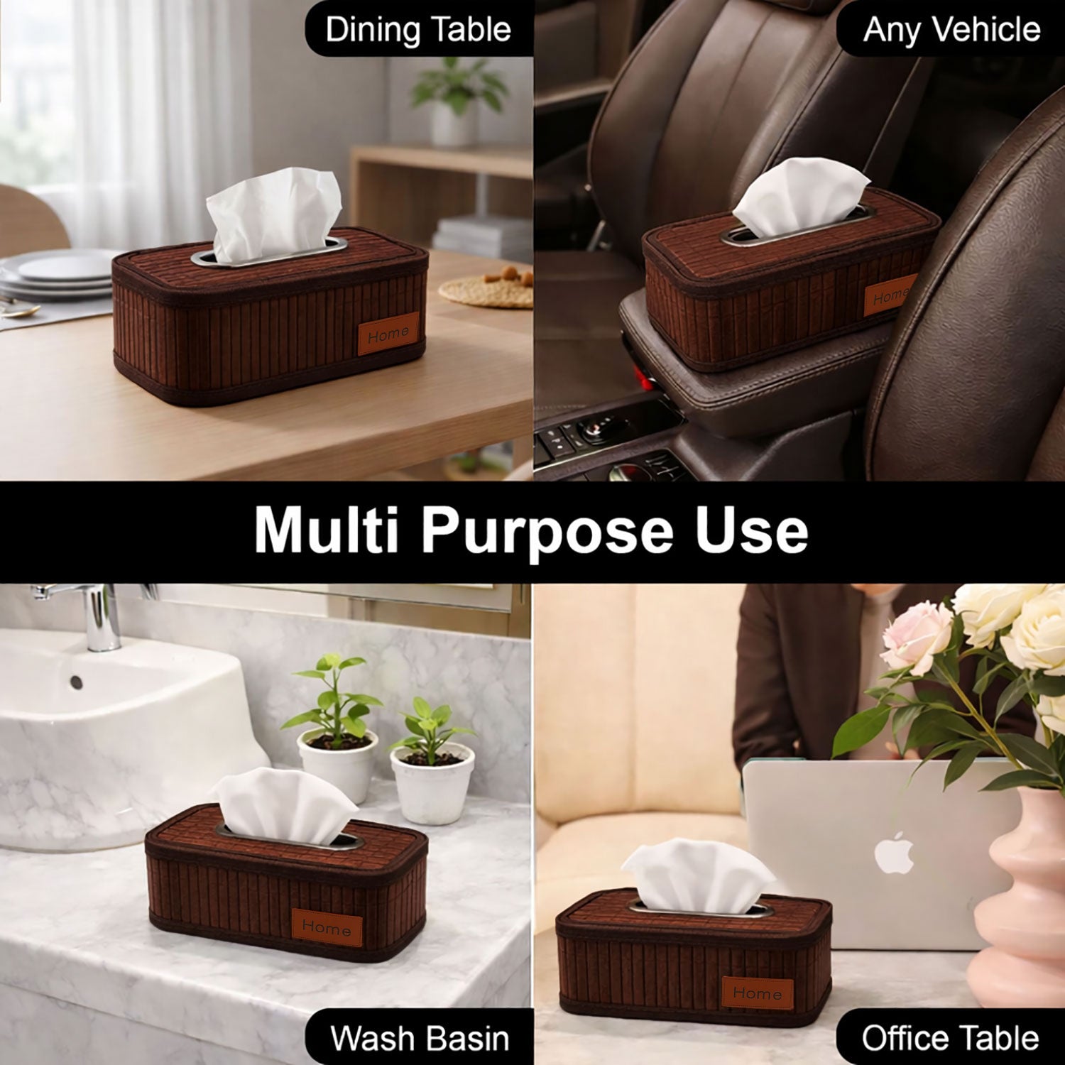 Bamboo Napkin Box Tissue Holder ( Brown, 24x14x9 cm )