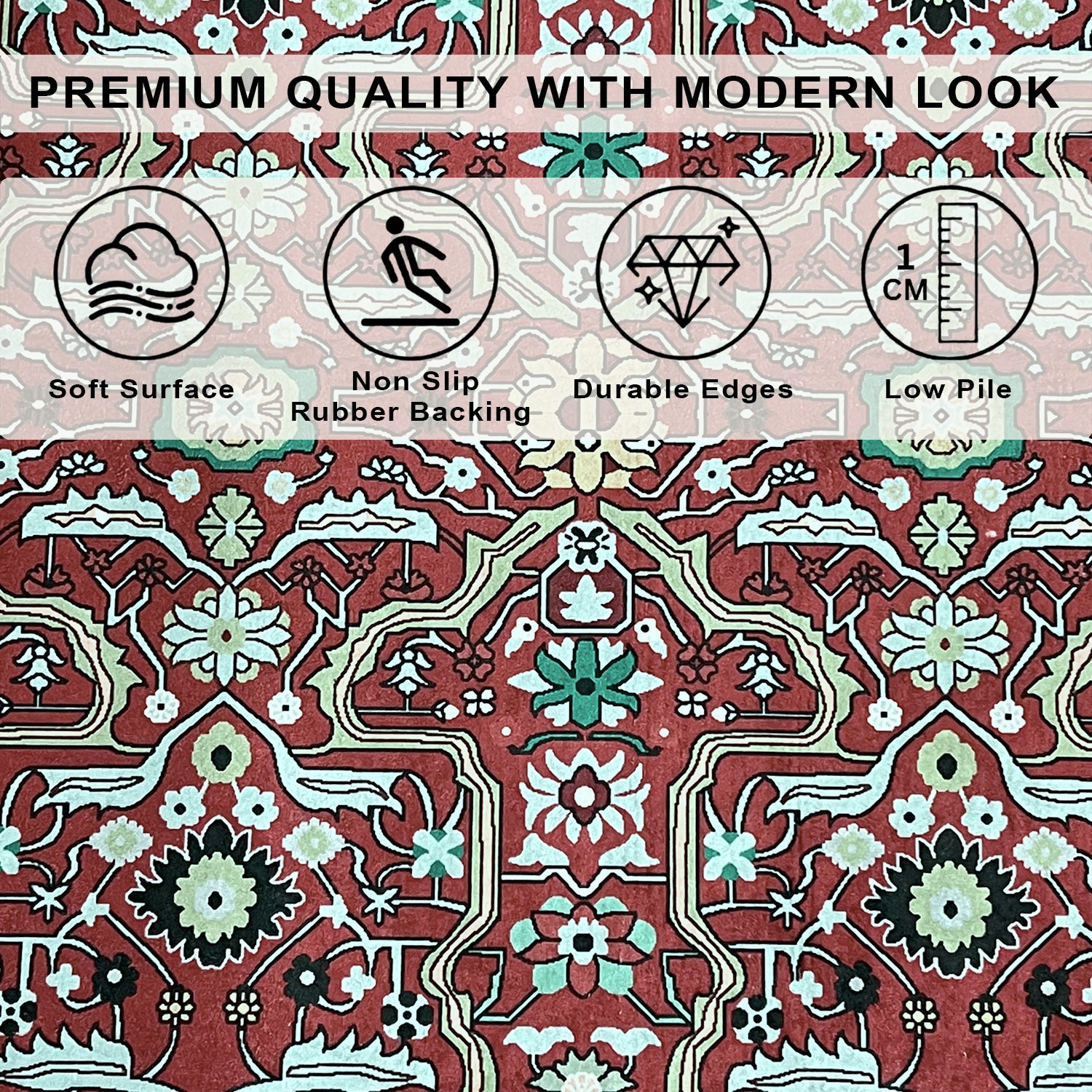 Riyasat Printed Carpet For Home And Office ( 3x5 ft, Classic Red )