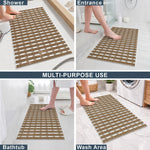 Rubber Shower Mat For Bathroom ( 38x70 Cm Brown )