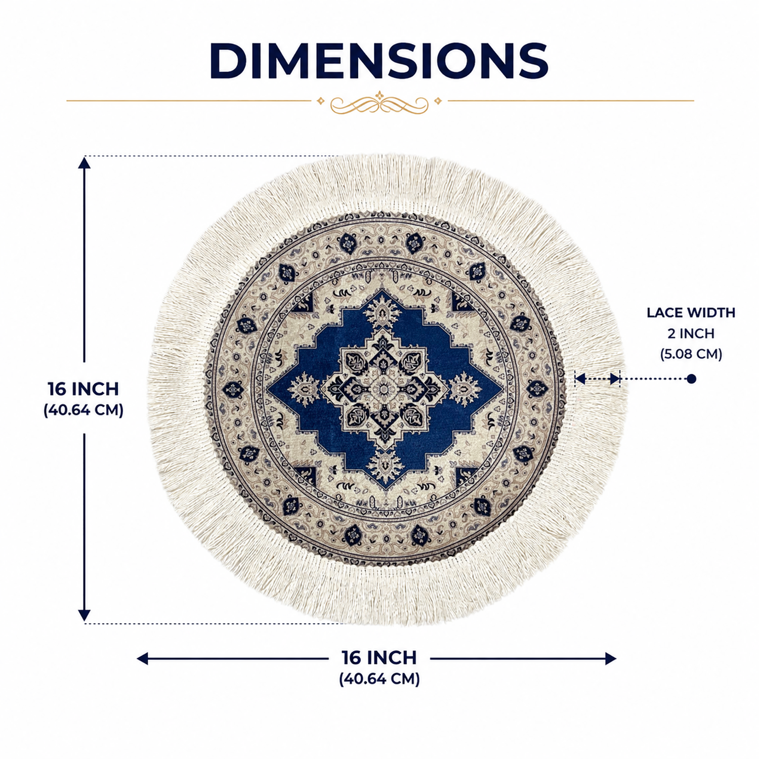Persian Mandala Dining Table Mats ( 36x36cm, Multicolor, Set Of 2 )