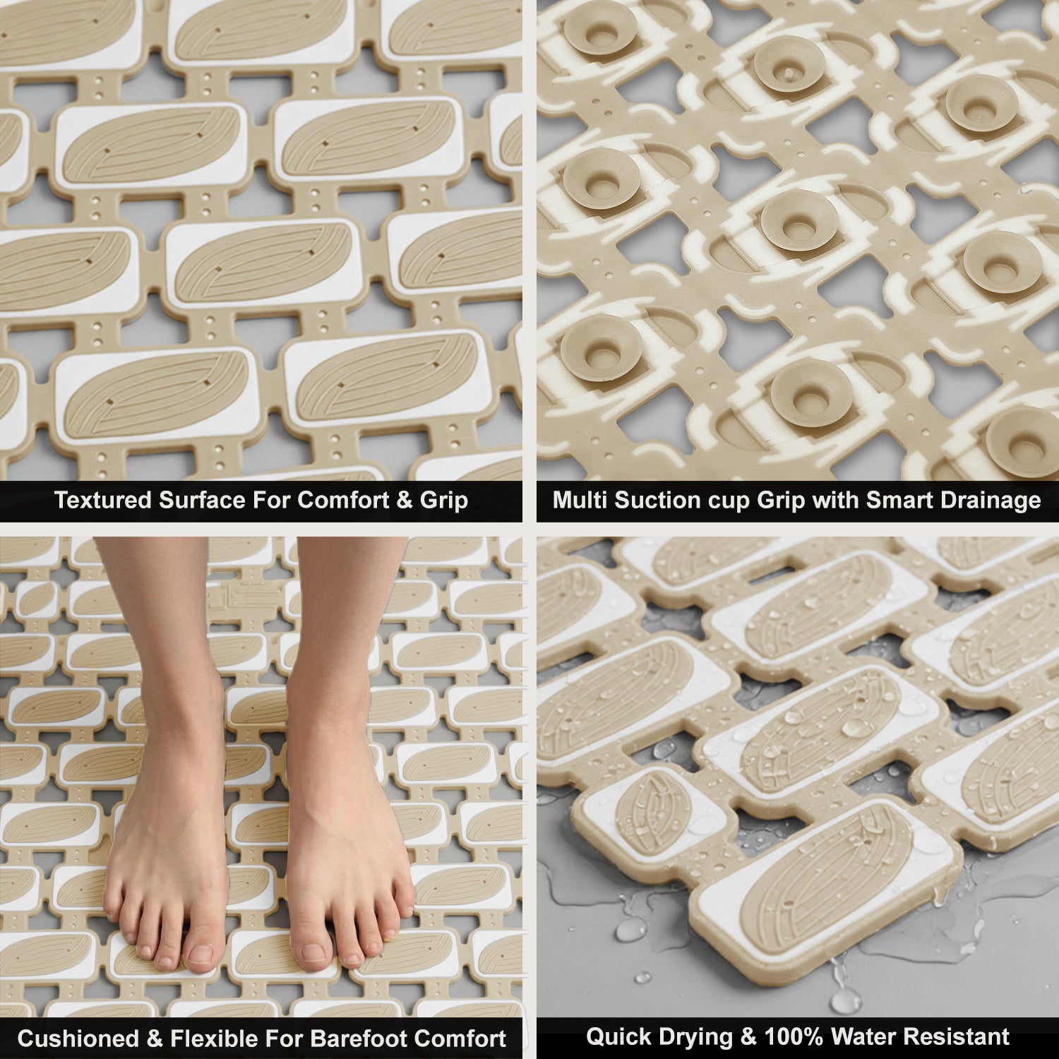 Rubber Shower Mat Ibija Pattern ( 40x70 Cm Beige )