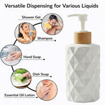 Faceted Pattern Glass Soap Dispenser For Bathroom And Kitchen Sink ( 17.5x7.5 cm White)