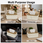 Plastic Tissue Dispenser with Wooden Grain Lid  (White, 21x13x9 cm)