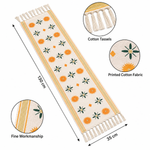 Table Runner with Tassels - Cotton 13.5 x 51 Inch, Sunburst Flower