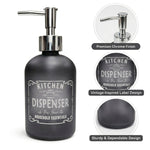 Kitchen Dispenser Print Glass Soap Dispenser For Bathroom And Kitchen Sink Leak ( 19.5x7.5 cm Black )