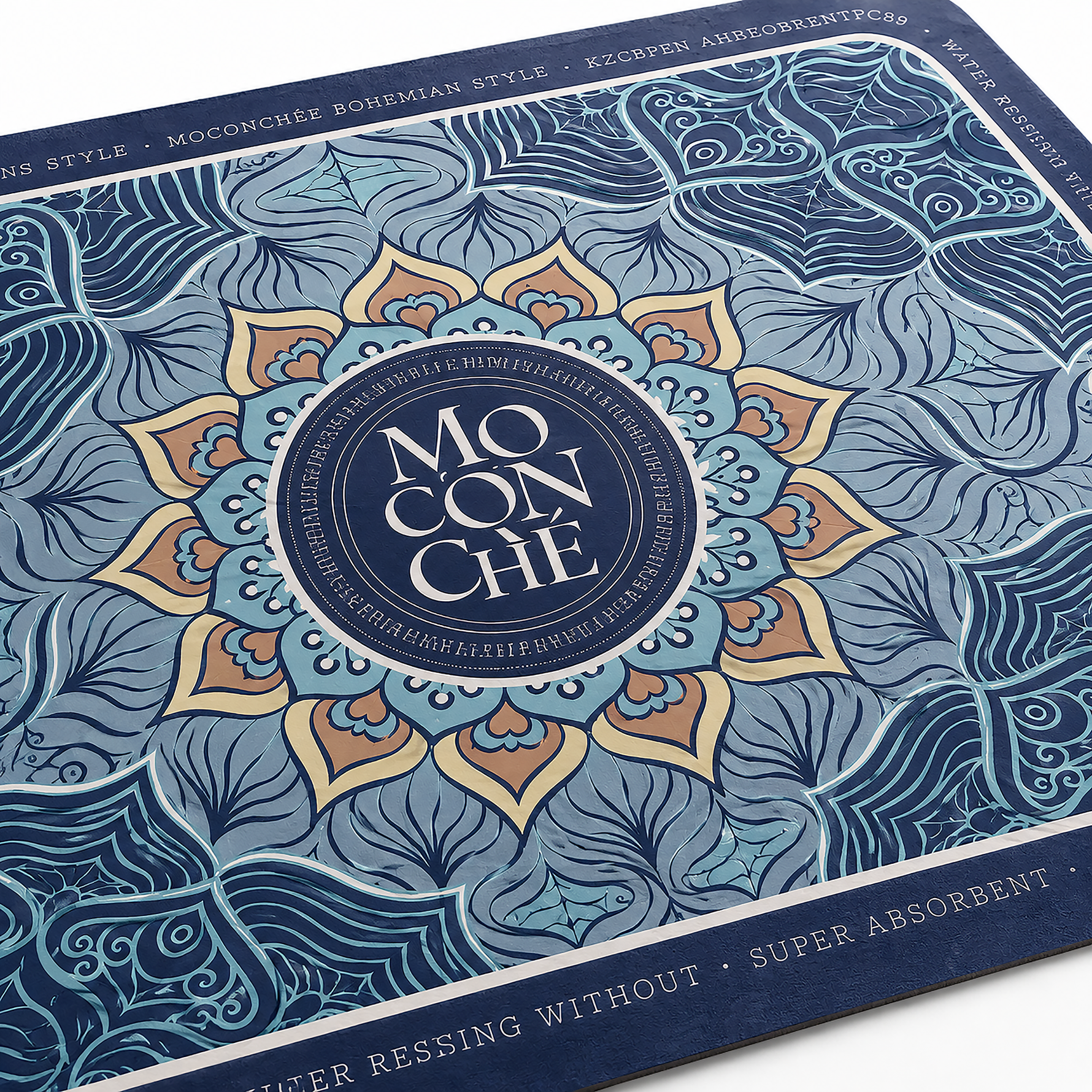 Kitchen Dish Drying Mat | Blue Boho Mandala Print | 35x55 cm
