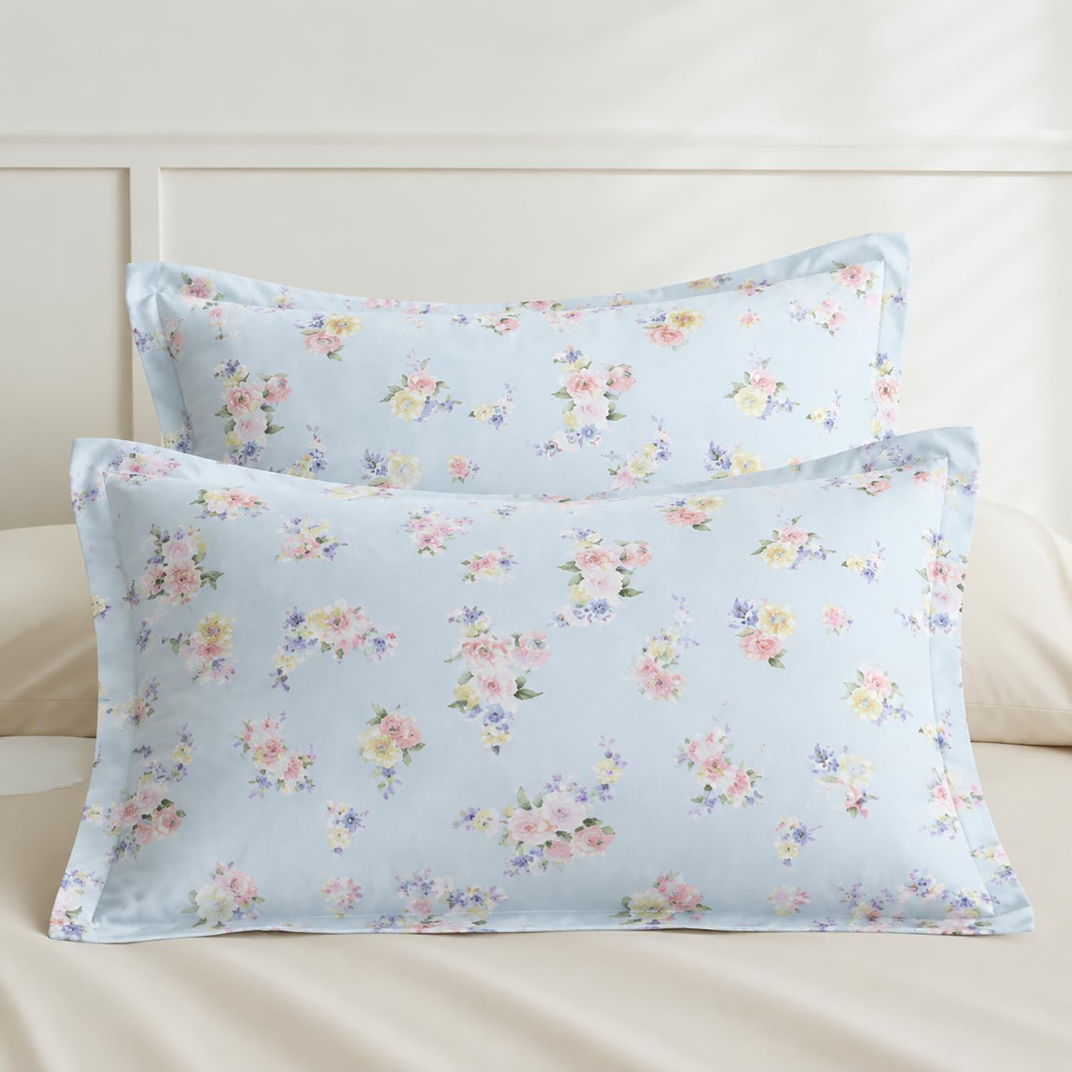 Double Bedsheet with 2 Pillow Covers 220 TC 100% Cotton Feel King Size( Blue , 90x100inch )