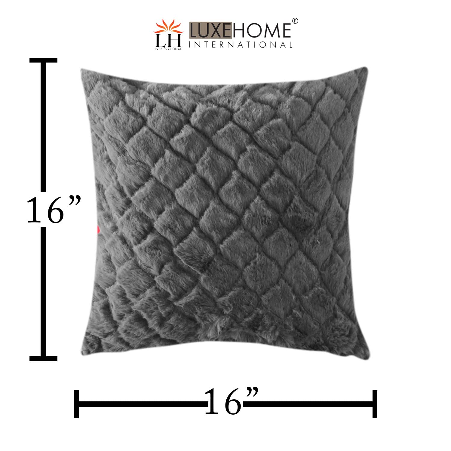 Cushion Cover Double Side Rabbit Fur Pack of 2 (16 x 16 inch ,Grey)