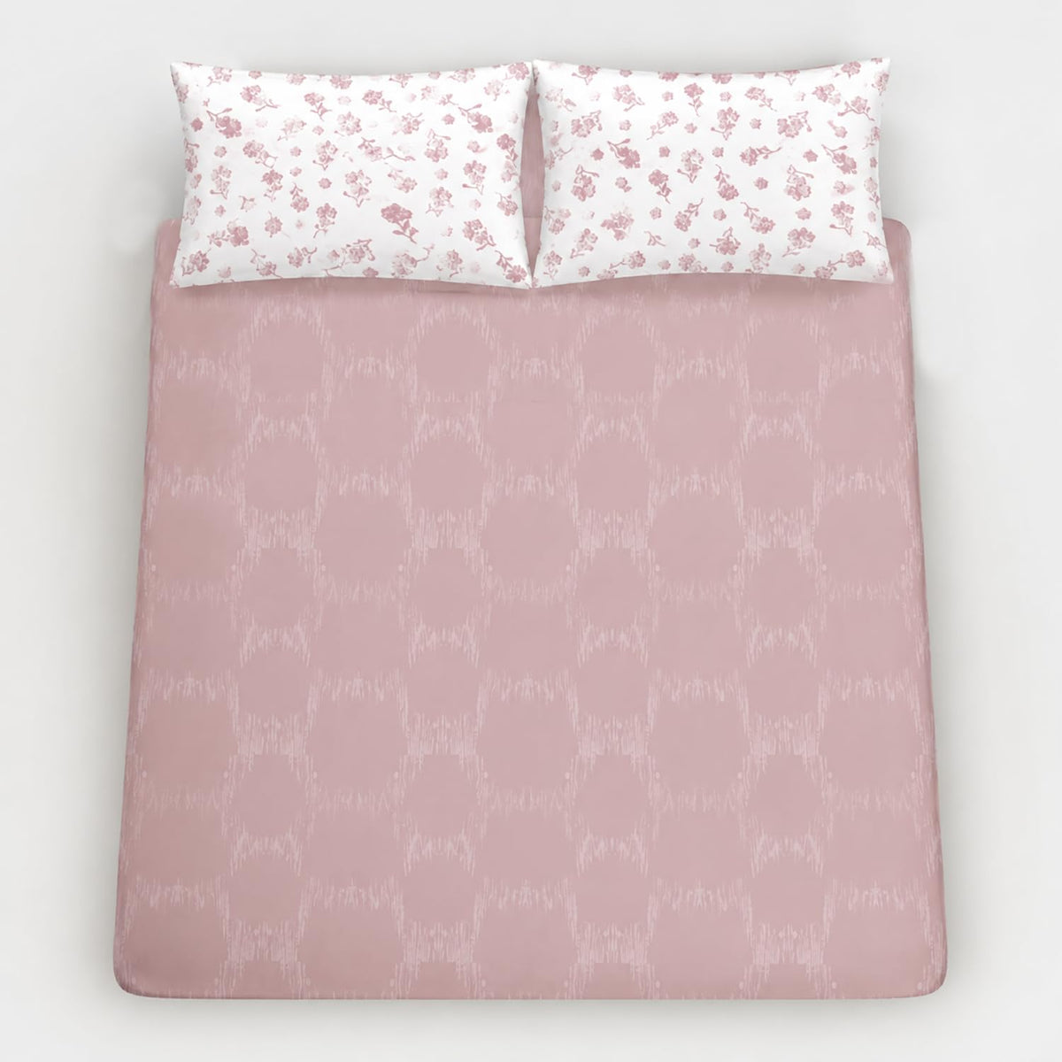 King Size Double Bedsheet with 2 Pillow Covers Premium Ikat Geometric Printed  108x108 inch
