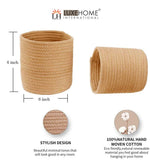 Jute Baskets for Storage Set of 2 (Netural Color ,6"x6")
