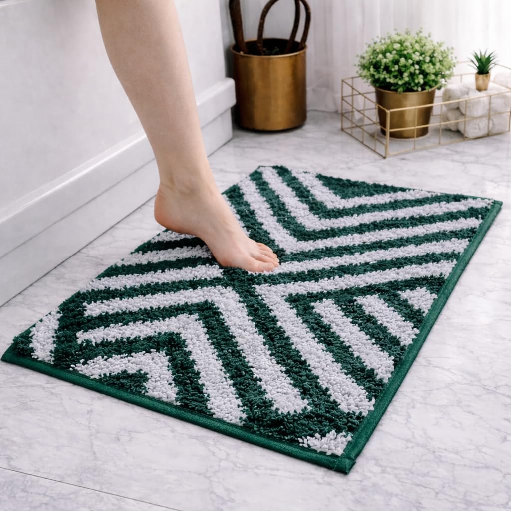 Kyoto Maze Bath Mat Bathroom (40x60 cm, Hunter Green)