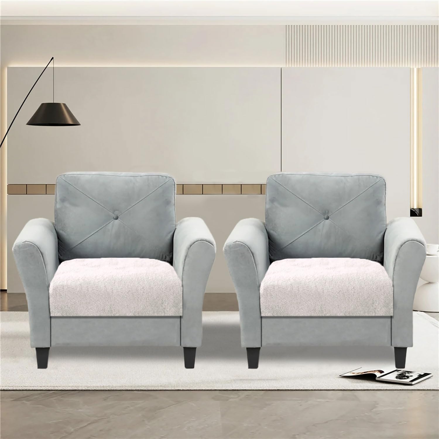 Rabbit Fur Sofa Cover Pack of 2 (61x66 cm, White)
