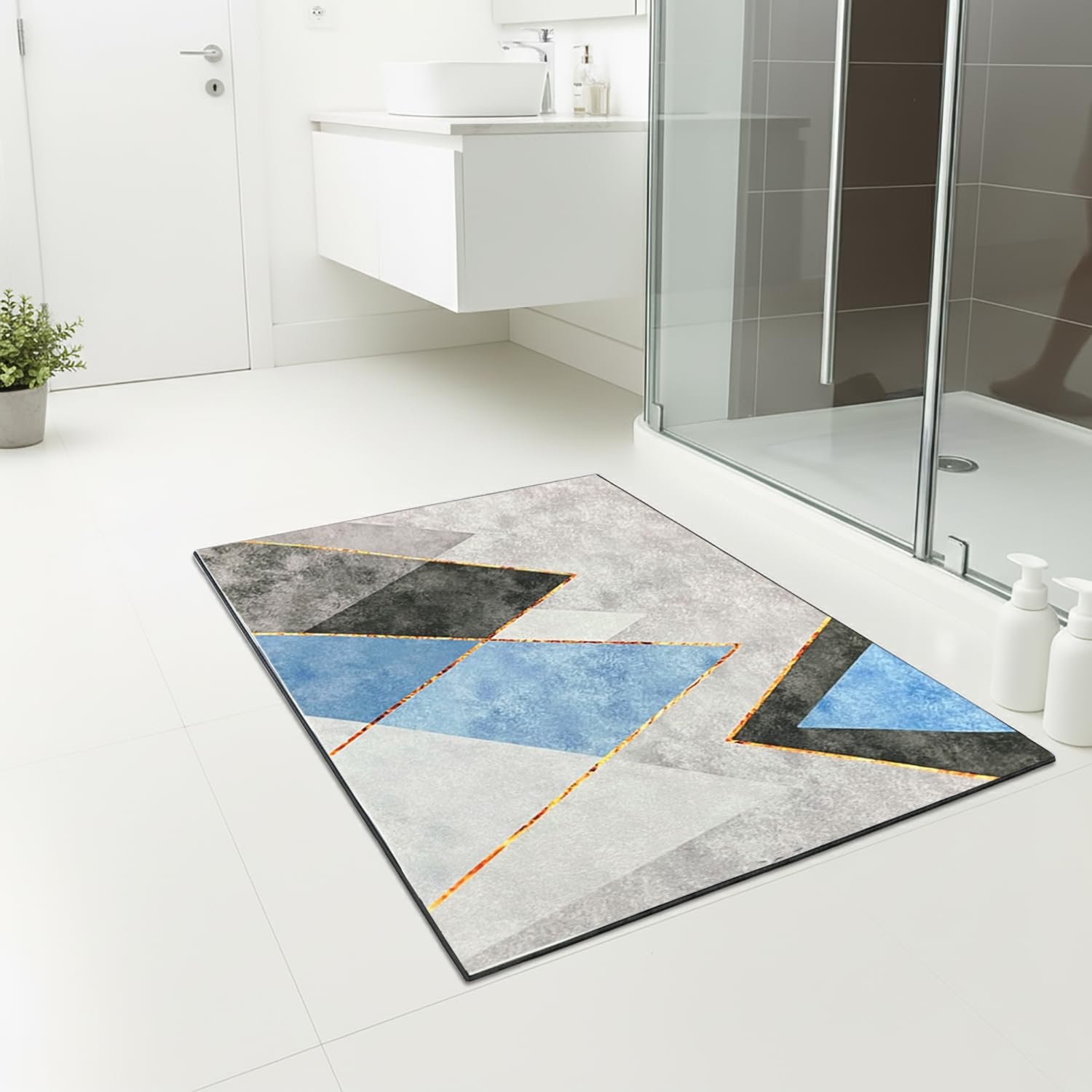 Rubber Doormat Anti Slip (Geometric Design ,35x58 cm)