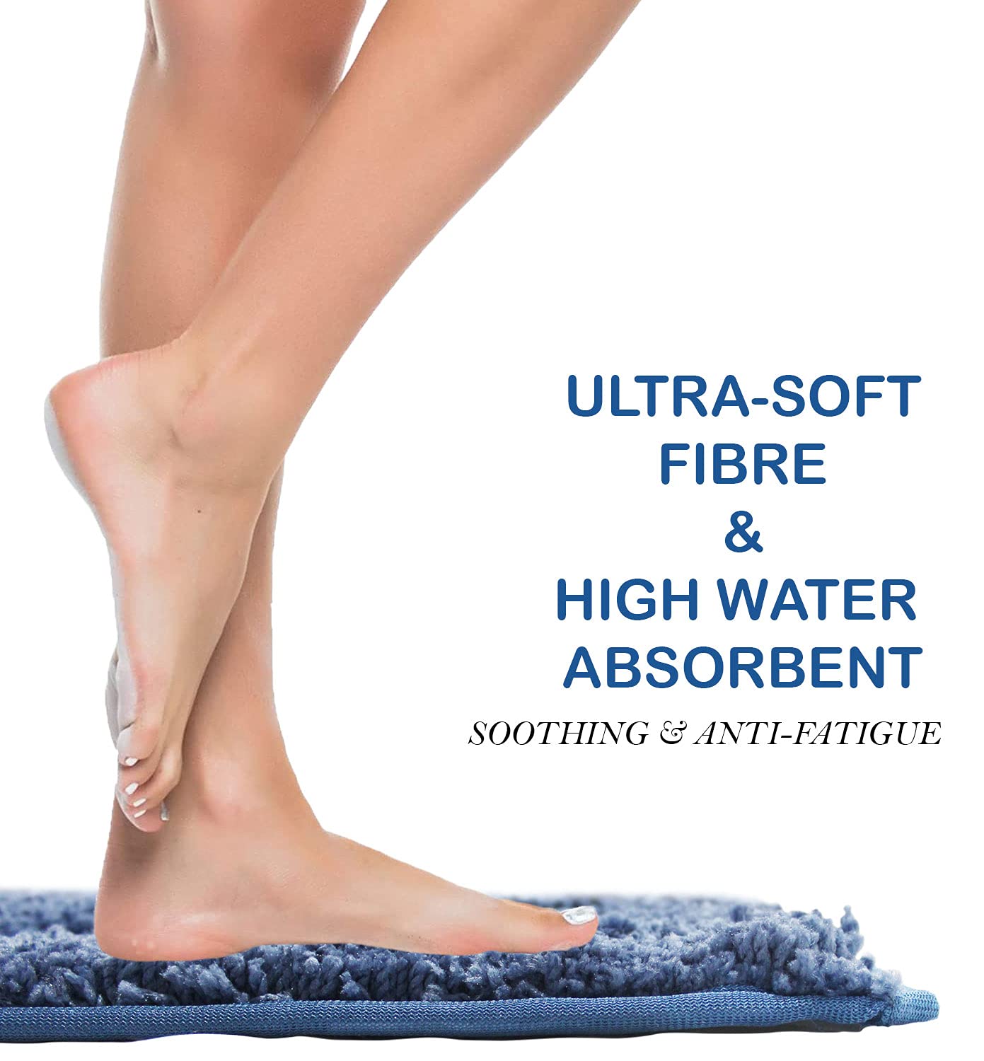 Bathmat 2500 GSM Microfiber Pack of 2 (Blue, 40cm x 60cm)