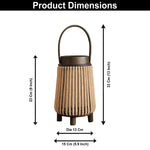 Bamboo Woven Lantern With Handle ( 23x15x15 cm ) Gold