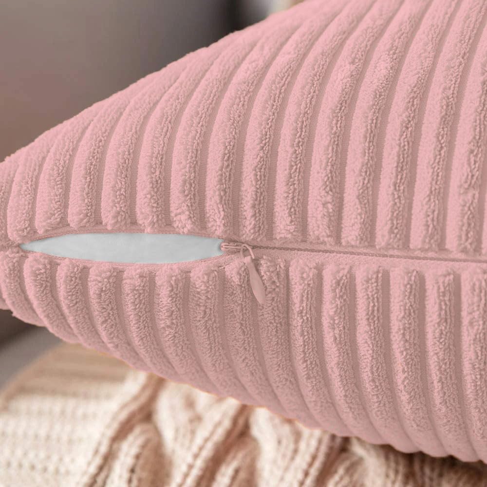 Corduroy Cushion Cover Super Soft (16x16 Inch, Peach)