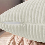 Corduroy Cushion Cover Super Soft (16x16 Inch, Cream)