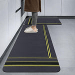 Kitchen Mat Combo Stripe Design (116x36 & 58x36 cm Grey)