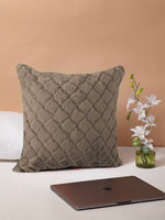 Luxe Home Cushion Cover 16 inch x 16 inch Duble Side Rabbit Fur Diamond Design Covers Pack of 2 for Sofa, Bedroom, livingroom (Taupe)