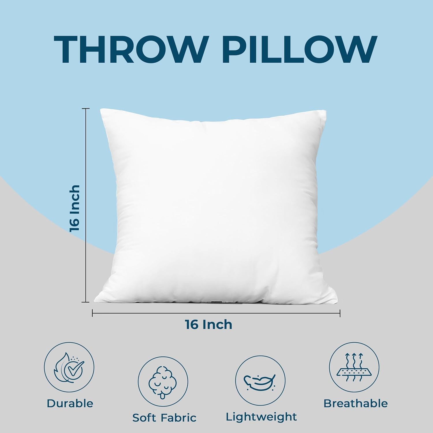 Stripe Cushion Filler (16 inch x 16 inch White)