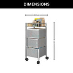 3-Tier Revolving Kitchen Trolley with Wheels (Silver 29x29x65)
