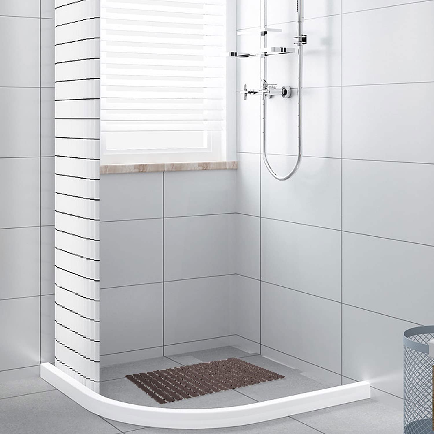 Shower Mat for Bathroom Anti Slip (Chocolate, 17x24 Inch)