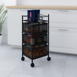 3-Tier Revolving Kitchen Trolley with Wheels (Black 29x29x65)