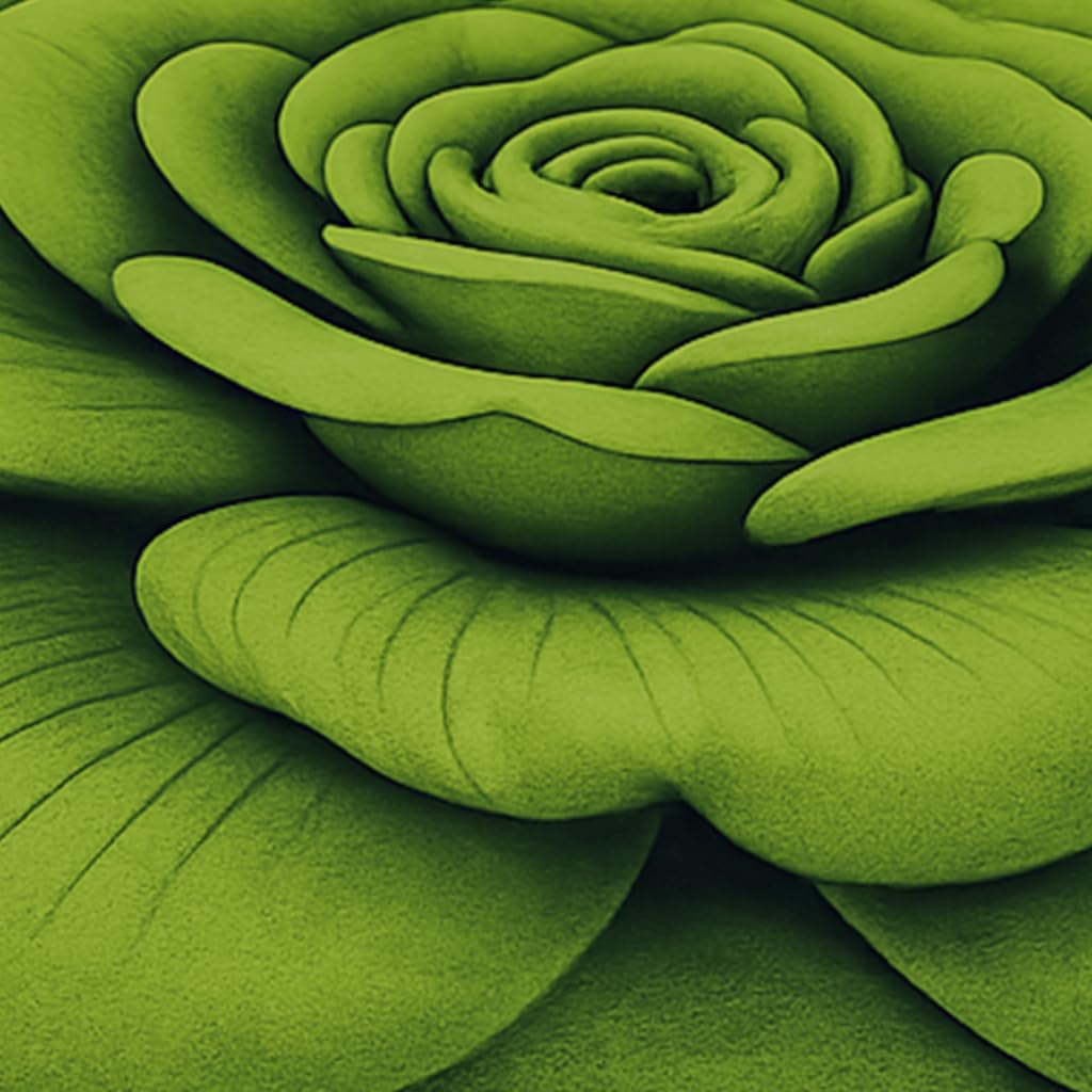 3D Bath Mat Rose Shaped Super Soft (Green, 67x71 cm)