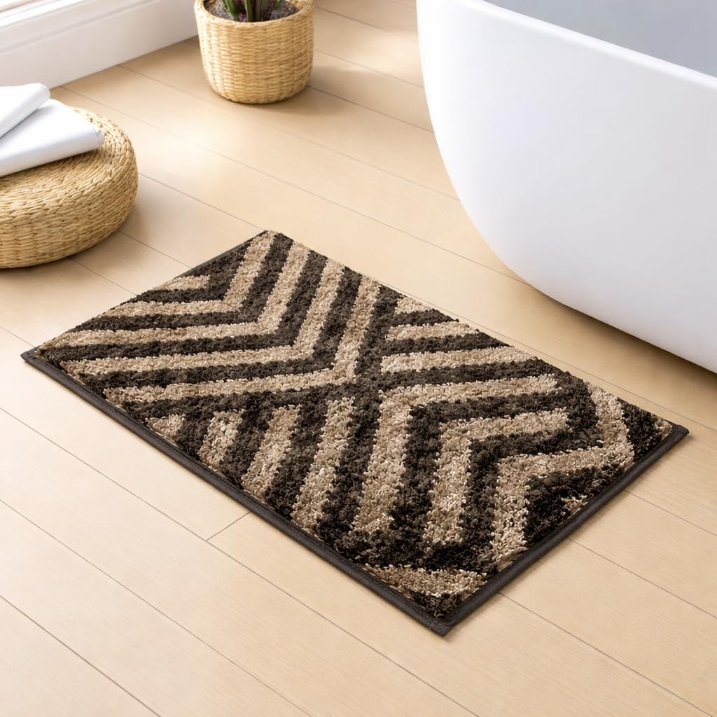 Kyoto Maze Bath Mat Bathroom (40x60 cm, Taupe)