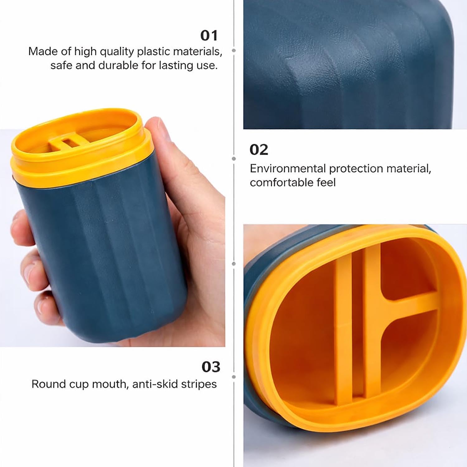 Portable Toothbrush Holder Case Combo( 7x21 cm, Navy Blue) Pack of 2