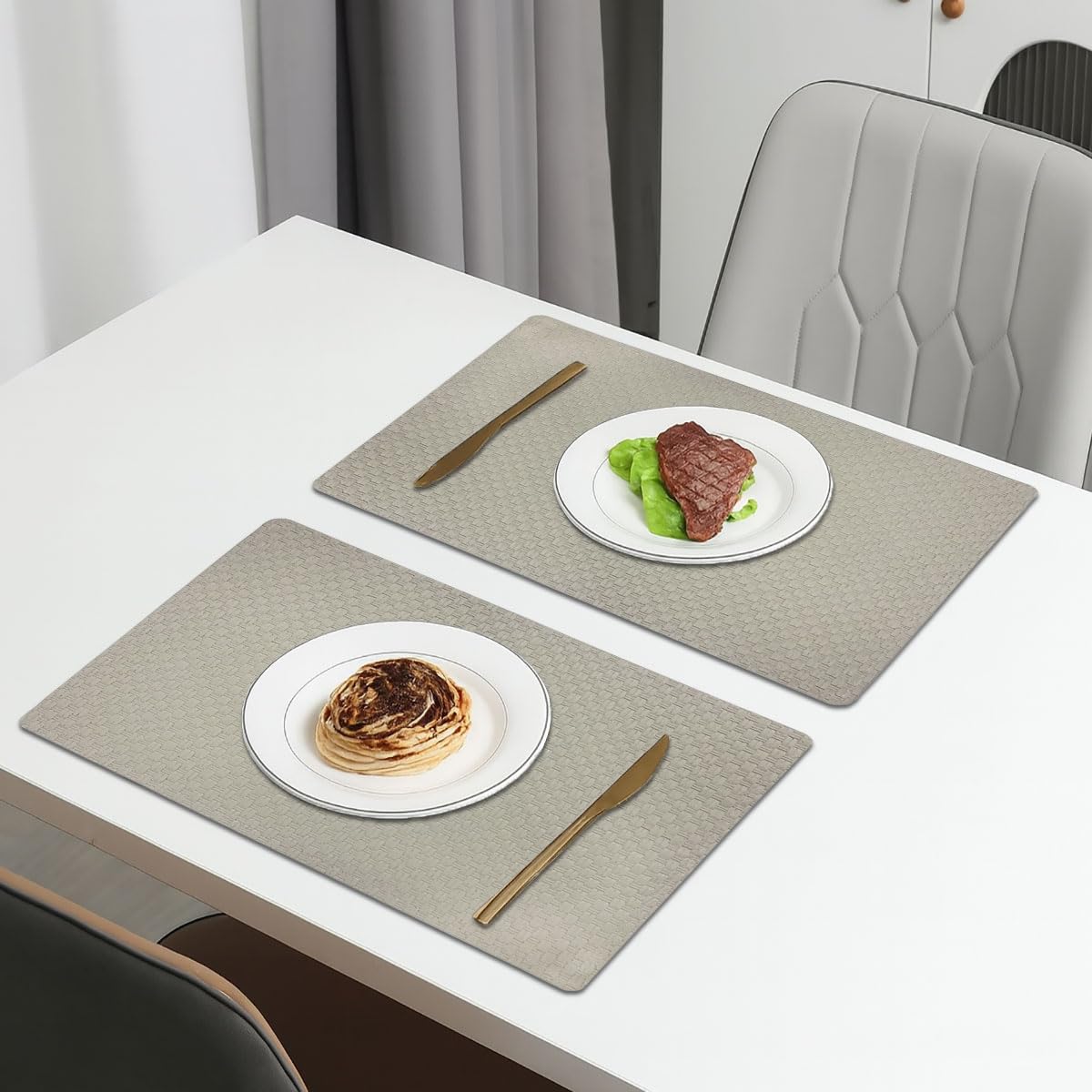 Dining Table Placemat Set of 2 (30x45 CMGrey )