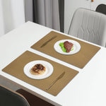 Luxe Home International PVC Vinyl Foam Design Placemat STPG127 – Heat Resistant, Wipe Clean, Anti-Skid Table Mats for Dining Table, Kitchen & Home Decor (30x45 CM Brown Set of 2)