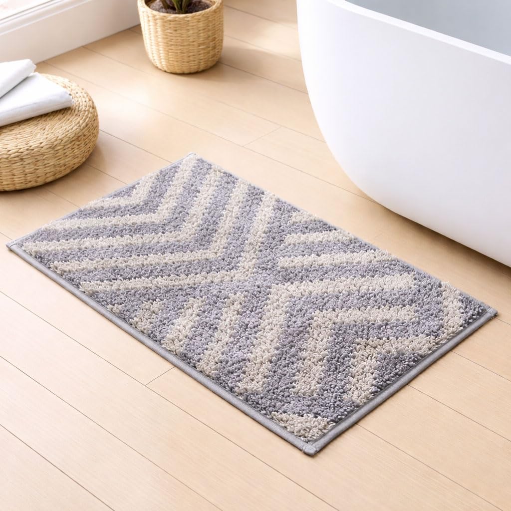 Kyoto Maze Bath Mat Bathroom (40x60 cm, Grey)