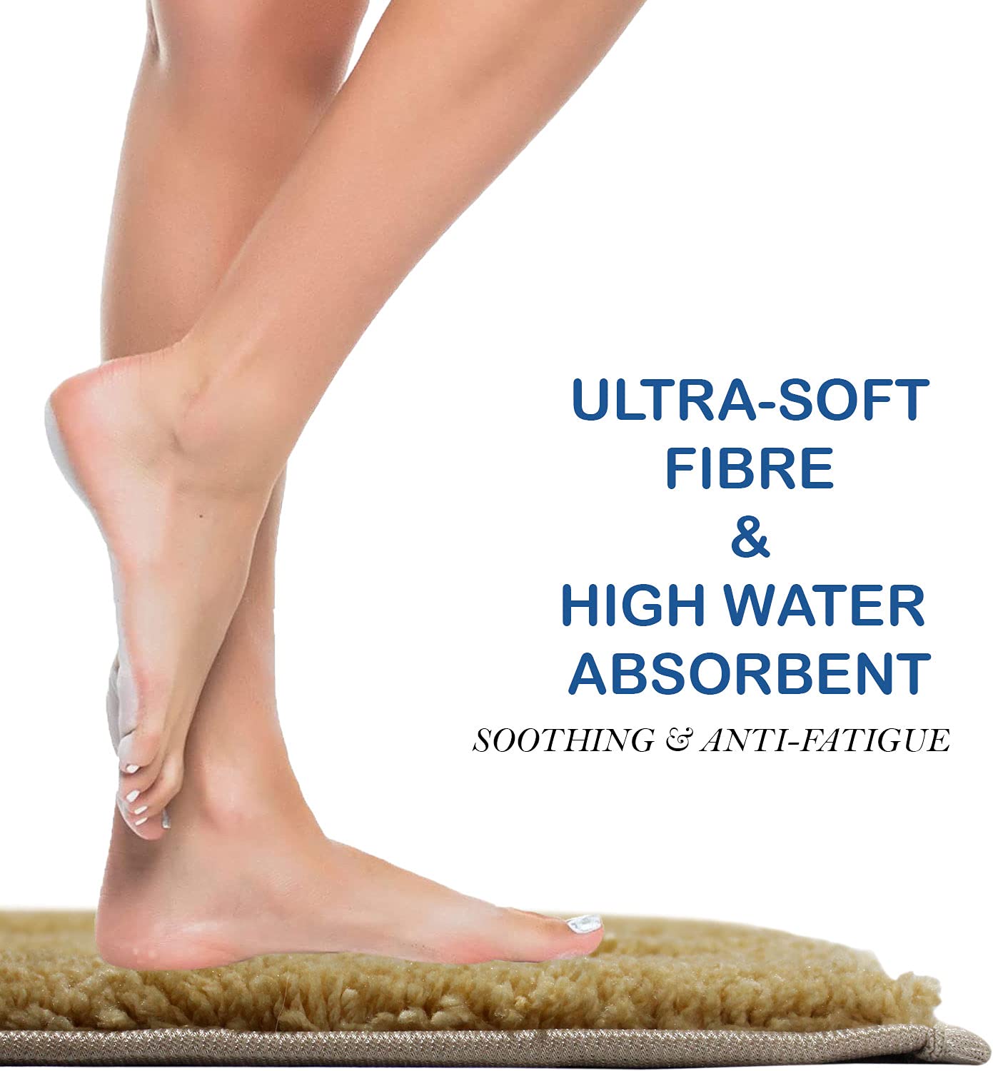 Bathmat 2500 GSM Microfiber Pack of 2 (Beige, 40cm x 60cm)