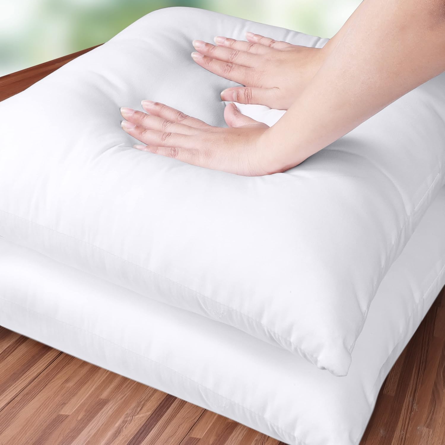Stripe Cushion Filler (16 inch x 16 inch White)