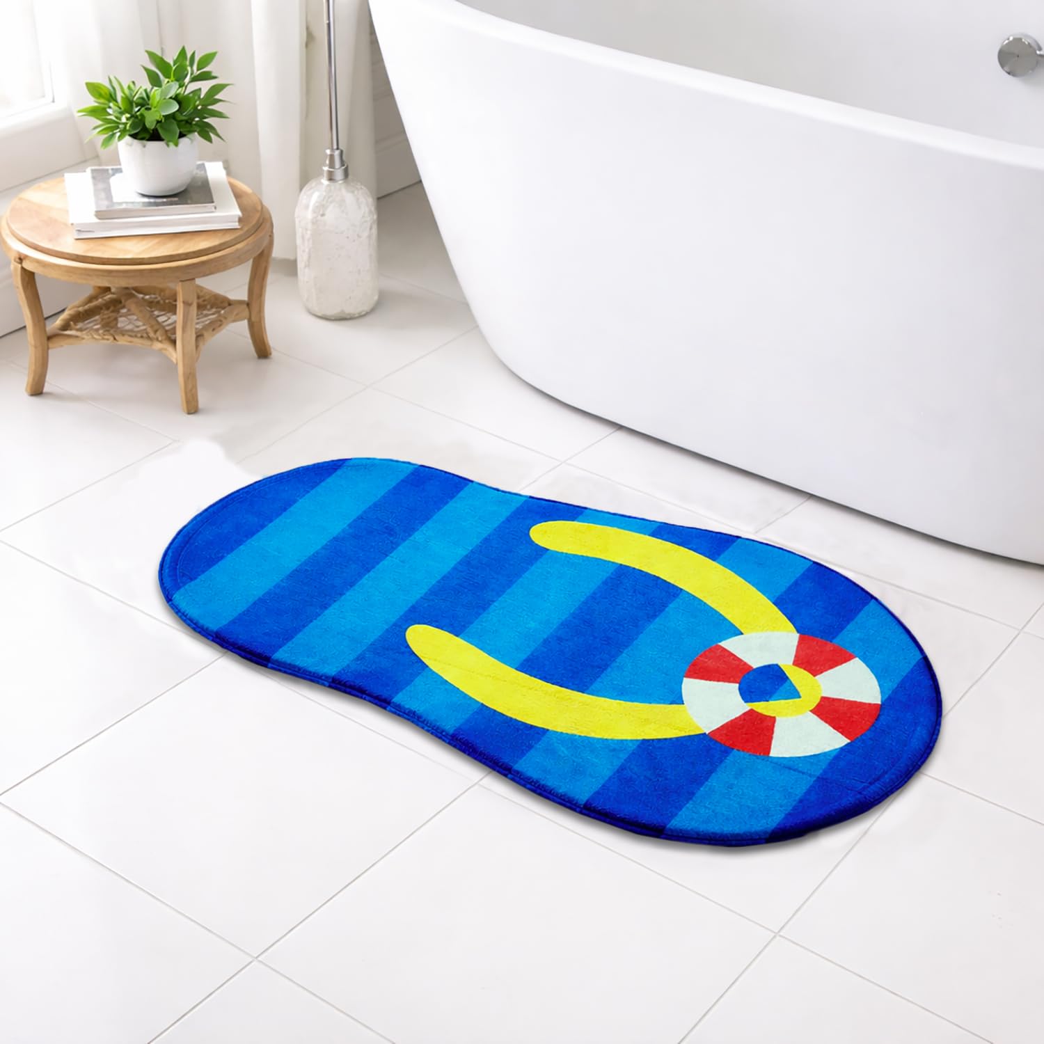 3D Bath Mat Slipper Shaped (Blue, 44x88 cm)