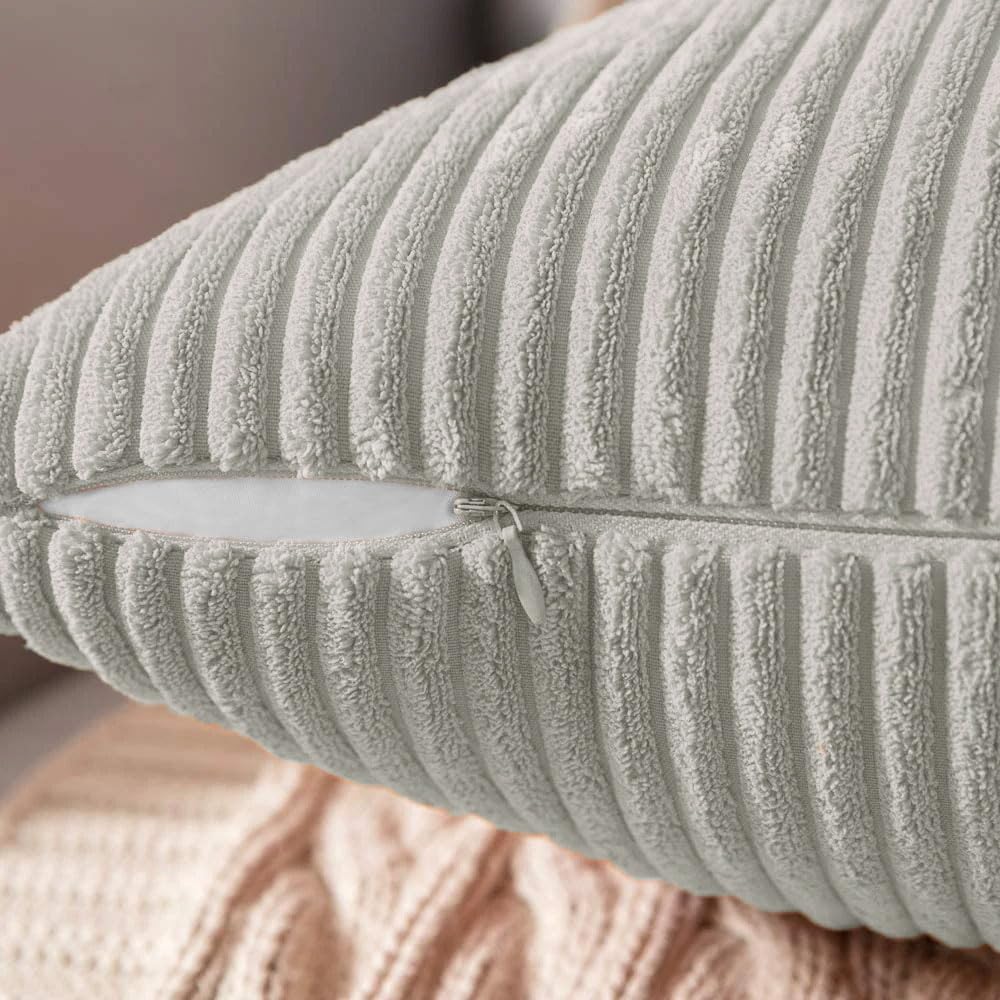 Corduroy Cushion Cover Super Soft (16x16 Inch, Taupe)