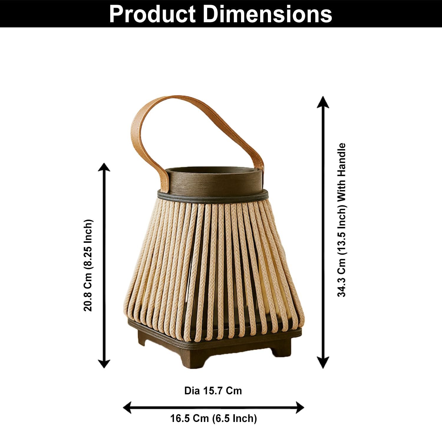 Bamboo Woven Lantern With Handle ( 21x16x16 cm ) Gold