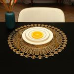 LUXE HOME INTERNATIONAL PVC Vinyl Metallic Table Round Placemats for Dining Table Gold, Heat Resistant & Waterproof | Easy to Clean Decorative Dining Mats - (Set of 4) ST055TJ-3MJ