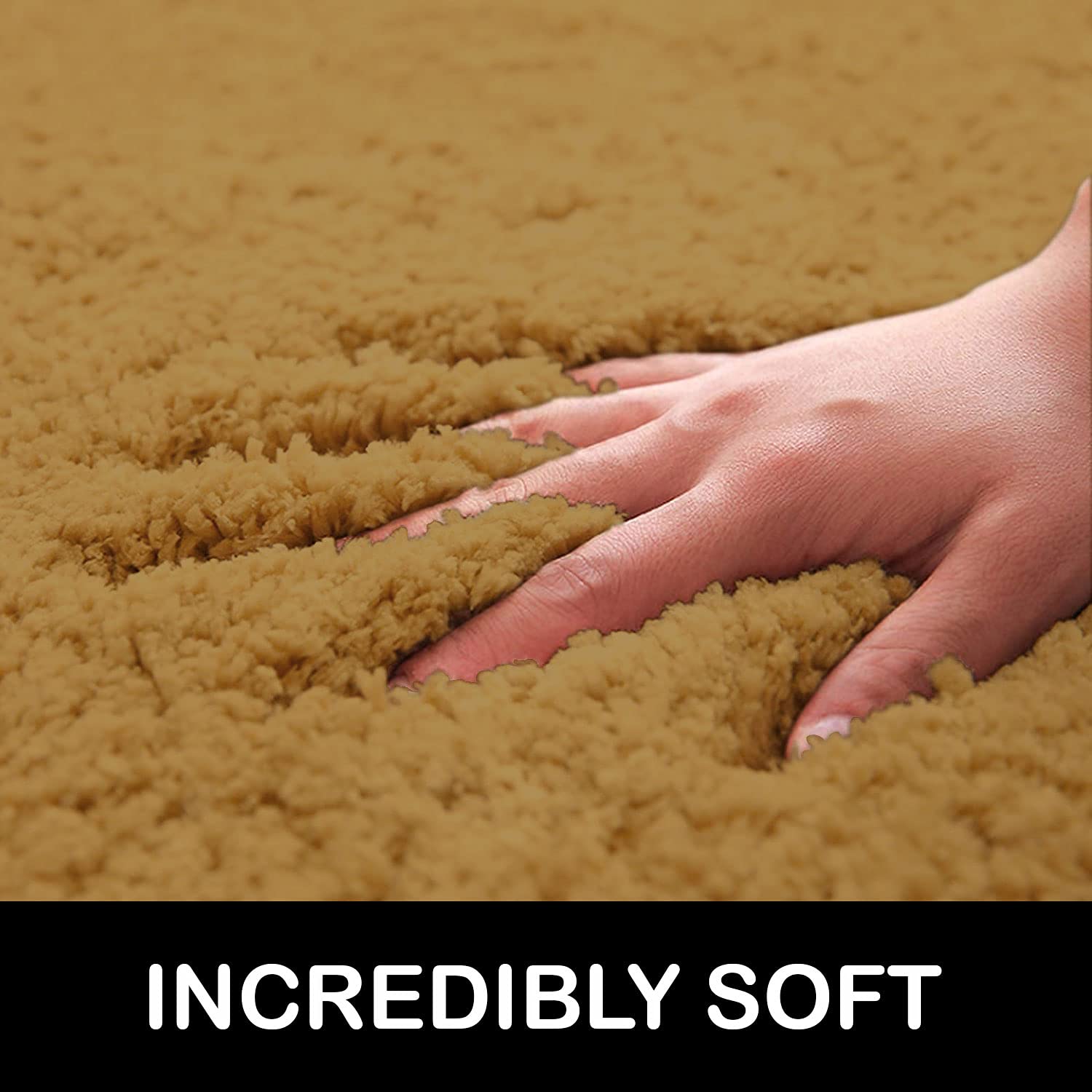 Newman Microfiber Shaggy Carpet for Living Room - 3x5 Ft, Arabic Gold
